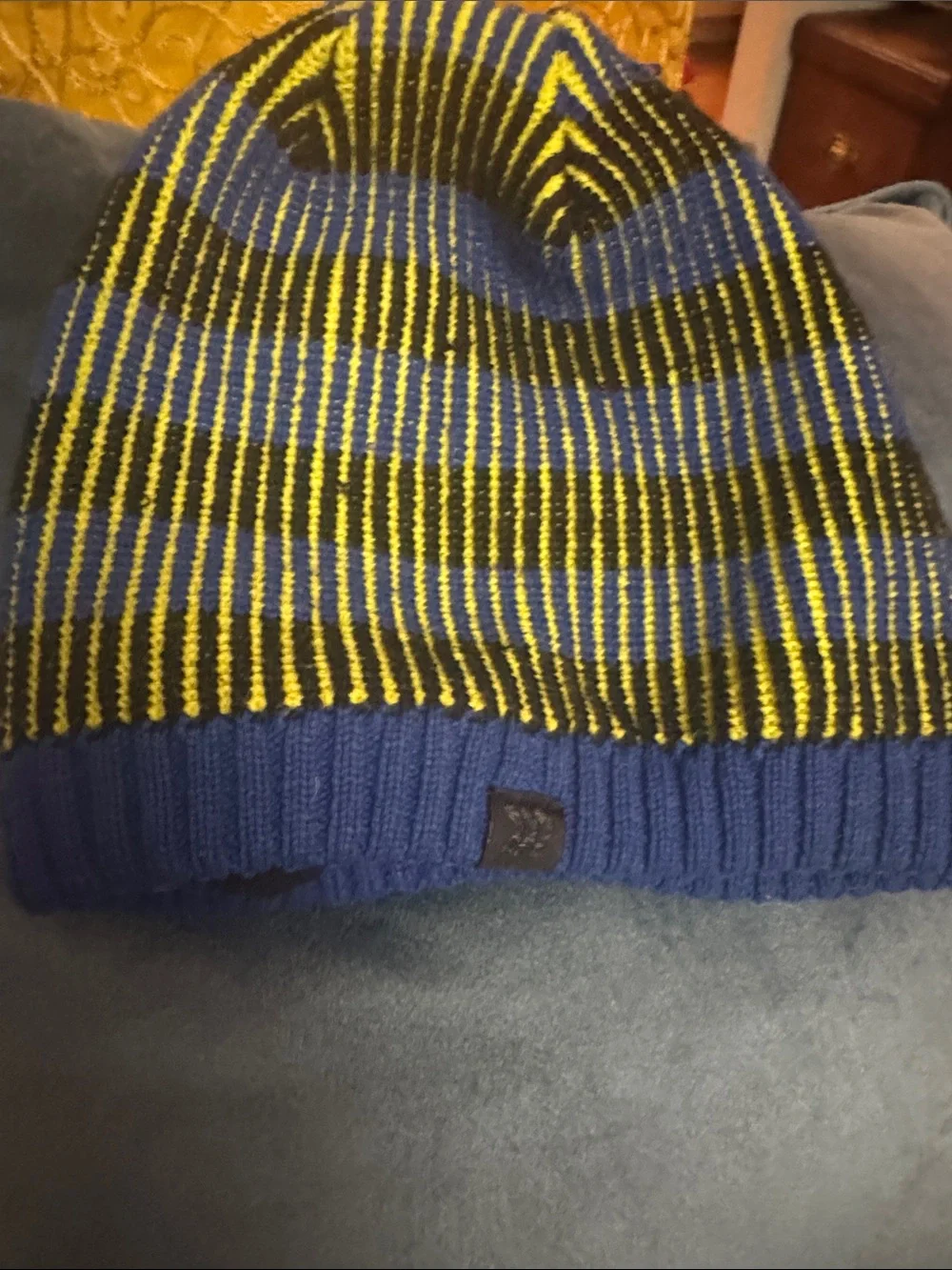 all in motion Royal Blue, Yellow and Black Striped Knit Beanie